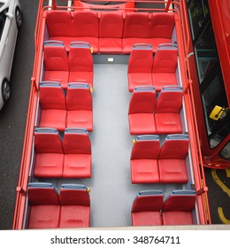 Empty Red Seats On The Bus In London, England