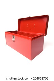 Empty Red Toolbox On White Background