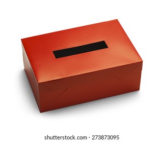 Empty Red Voting Box Isolated On White Background.