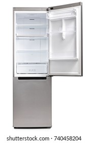 Empty Refrigerator Isolated On White Background