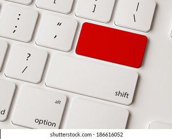 Empty return button on white modern keyboard.