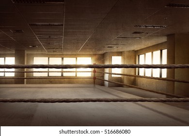 Empty ring boxing arena for training in the gym