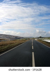 Empty Road Across The Yorkshire Dales, UK