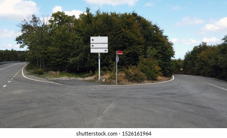 Empty Road After Corona Virus (COID 19) Sign Board At Forest Road In Turkey