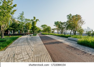 Empty Road In City Park