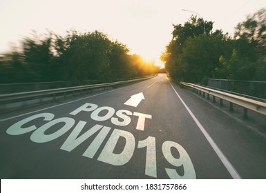 The Empty Road In The Forest And The Text On The Asphalt 