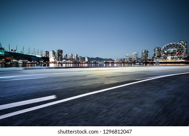 Empty Road Go Through Downtown Vancouvercanada Stock Photo 1296812047 ...