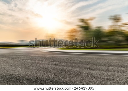 empty road with motion blur background.