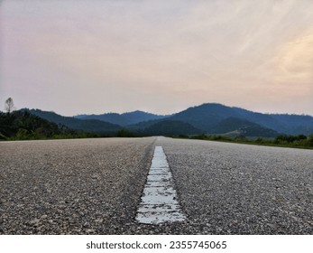 Empty road with mountain view
