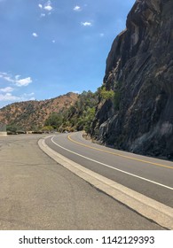 Empty Road Near Monticello Dam, Lake Berryessa, California. Vaca Mountains.