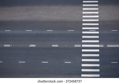 Empty Road With Pedestrian Crossing, Top View