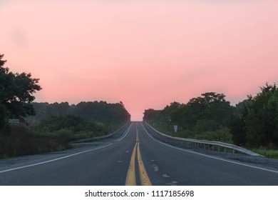 empty road at sunset
