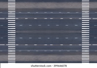 Empty Road With Two Pedestrian Crossings, Top View