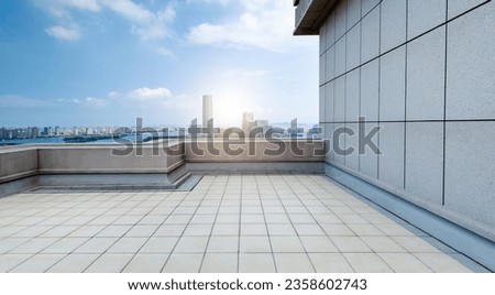 Empty rooftop and wall in the city