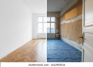 Empty Room Before And After Renovation - Home Refurnishment