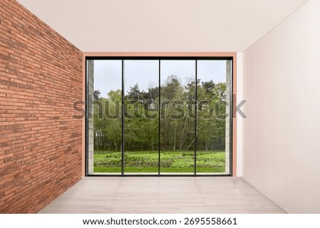 Empty room with floor-to-ceiling window. Interior design