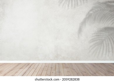 Empty Room With Gray Wall And Tropical Leave Shadow