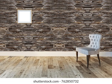 Empty Room Interior Design Stone Wall Stock Photo 762850732 | Shutterstock