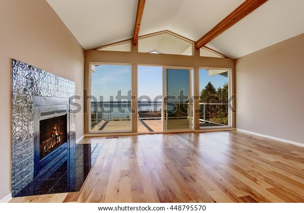 Empty Room Interior Hardwood Floor Vaulted Stock Photo Edit Now