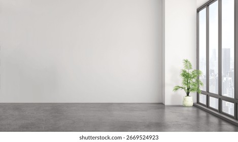 Empty room interior space background mock-up empty, sunlight, and shadows room walls, room with sunlight and wooden blank parquet floor.