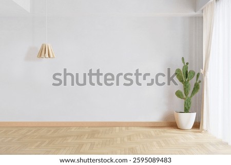Empty room interior space background mock-up empty, sunlight, and shadows room walls, room with sunlight and wooden blank parquet floor.
