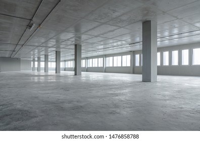 Empty Room Office Space Building With Cement Material Structure