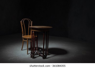 empty room with table and chair