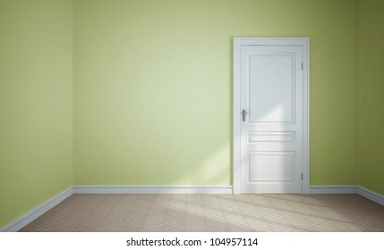 Empty Room And White Door