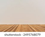 Empty Room White Wall with Wooden Floor