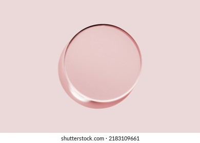 Empty Round Petri Dish Or Glass Slide On Pink Background. Mockup For Cosmetic Or Scientific Product Sample