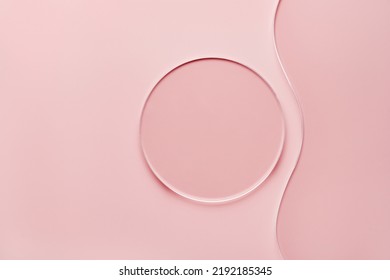 Empty round petri dish and wavy glass slide on pink background. Mockup for cosmetic or scientific product sample - Shutterstock ID 2192185345
