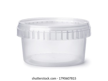 Empty Round Plastic Food Container Isolated On White