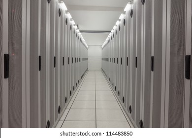 Empty Row Of Servers In Data Center