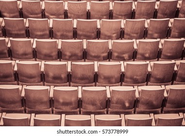 Empty Rows Of Armchairs In Hall / Business Concept Background/ Half Tone Color