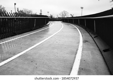 Empty Running Trail Bridge Over River