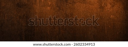 Empty rusty corrosion and oxidized background, panorama, banner. Grunge rusted metal texture. Worn metallic iron wall