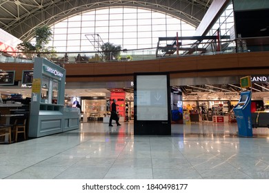 Empty Sabiha Gokcen Airport During The Coronavirus Pandemic. Duty Free. Departure Hall: 10/24/2020  Sabiha Gokcen International Airport. Istanbul. Turkey