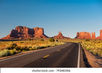 Empty scenic highway in Monument Valley, Arizona, USA - Shutterstock ID 793483306