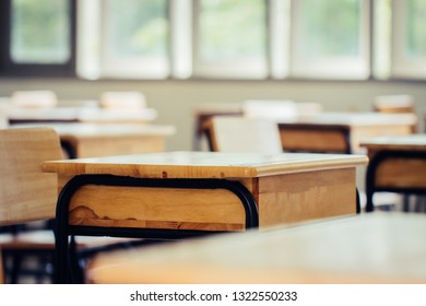 Empty School Classroom Desks Chair Wood Stock Photo (Edit Now) 1322550233