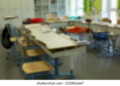 Empty School Classroom During Recess Between Lessons, School Interior