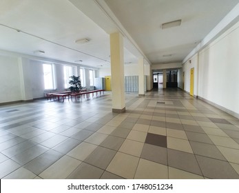 Empty school corridors. Quarantine at school. Concept. Schools are closed. Back to school. - Shutterstock ID 1748051234