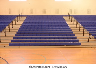 Empty school gym bleachers stands
