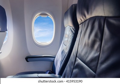  Empty Seat  Airplane And Window View Inside An Aircraft 