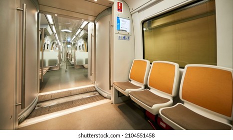 Empty Seats In A Modern Train Car