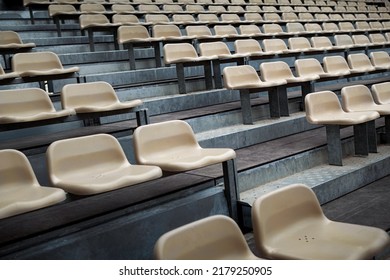 Empty seats on the bleachers of a performance hall