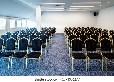 Empty Seats In A Row At Convention Center. 