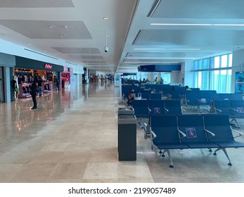 Empty Seats And Shops Of Terminal 4 Of Cancun International Airport. Cancun, Mexico, August 14th 2022