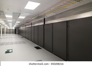 Empty Server Room Of The Modern Data Center.