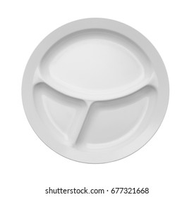 Empty Serving Tray For Food On White Background. Concept Of School Lunch