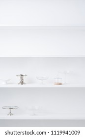 Empty Shelf And Empty Cake Stand Background